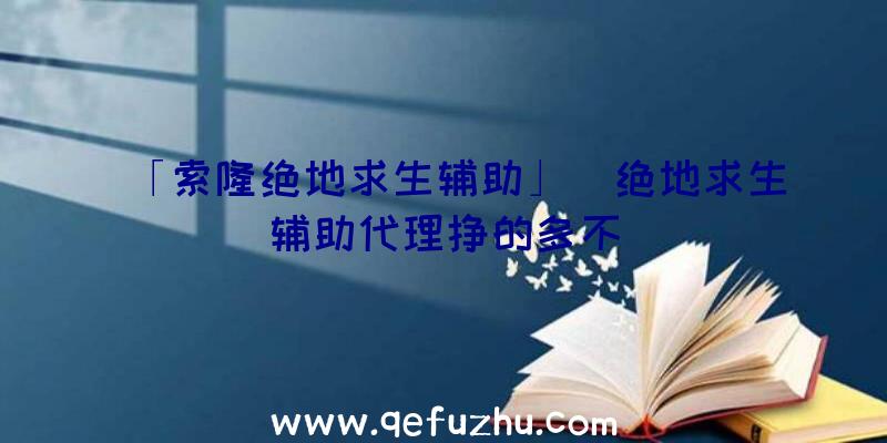 「索隆绝地求生辅助」|绝地求生辅助代理挣的多不